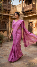 Pink Threadwork Design Handloom Saree