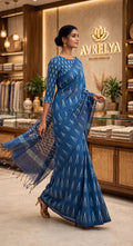 Blue Ikat Woven Design Handloom Saree